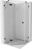 Mexen Lunar cabină de duș pentagonală cu ușă rabatabilă stânga 90 x 90 cm, transparentă, neagră - 831-090L-090P-70-00-L