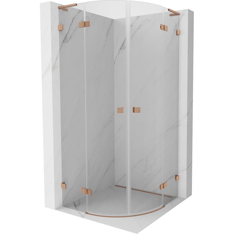 Mexen Lunar L cabină de duș semicirculară cu deschidere 70 x 70 cm, transparent, cupru periat - 833L-070L-070P-65-00