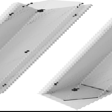 Mexen Lunar cabină de duș pentagonală cu deschidere stânga 100 x 80 cm, transparentă, neagră - 831-100L-080P-70-00-L