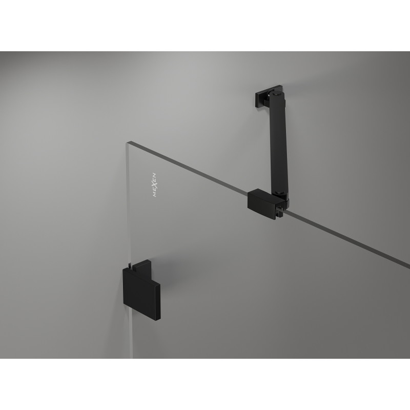 Mexen Lunar cabina de duș pentagonală cu balamale pe stânga 100 x 100 cm, transparentă, neagră - 831-100L-100P-70-00-L