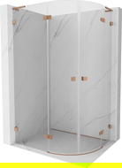 Mexen Lunar L cabină de duș semirotundă cu uși batante stânga 80 x 70 cm, transparent, cupru periat - 833L-080L-070P-65-00