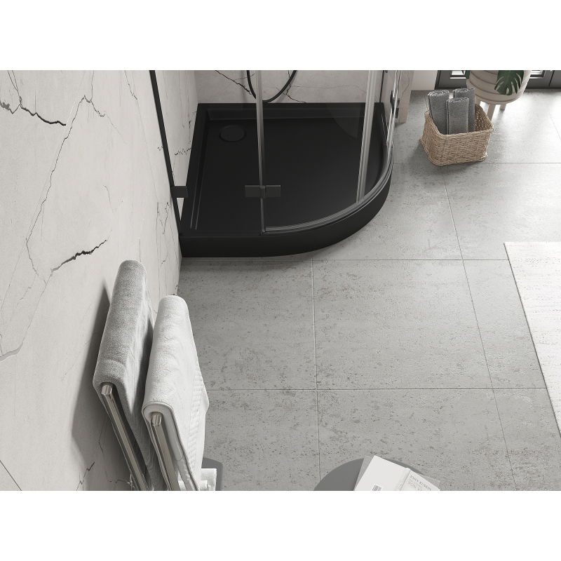 Mexen Flow+ félköríves zuhanytálca 80 x 80 cm, fekete matt - 46Q708080H