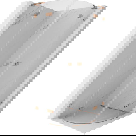 Mexen Lunar L kabin félköríves zuhanyzó nyitható 90 x 90 cm, átlátszó, kefélt réz - 833L-090L-090P-65-00