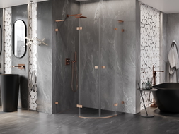 Mexen Lunar L íves zuhanykabin balra nyíló 100 x 80 cm, átlátszó, csiszolt réz - 833L-100L-080P-65-00