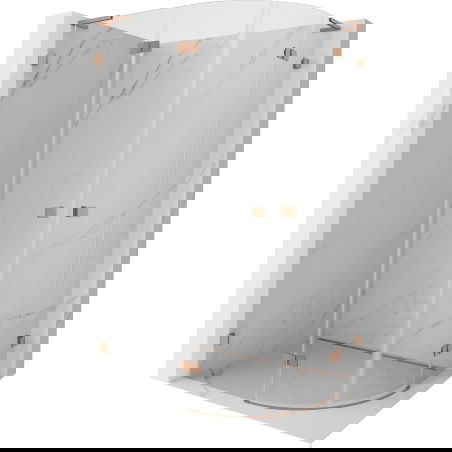 Mexen Lunar L félköríves zuhanykabin balra nyíló 100 x 90 cm, átlátszó, kefélt réz - 833L-100L-090P-65-00