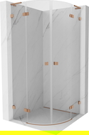 Mexen Lunar L cabină de duș semirotundă pivotantă 100 x 100 cm, transparent, cupru periat - 833L-100L-100P-65-00