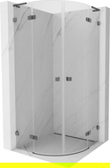 Mexen Lunar L cabină de duș semicirculară cu deschidere de 90 x 90 cm, transparent, gri armă periat - 833L-090L-090P-66-00