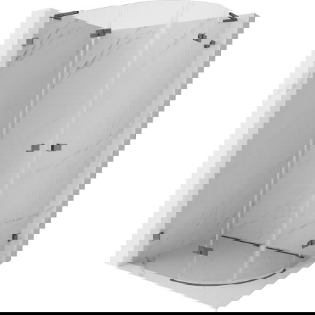 Mexen Lunar L félköríves tuskabin baloldali nyíló 100 x 90 cm, átlátszó, gun gray kefélt - 833L-100L-090P-66-00
