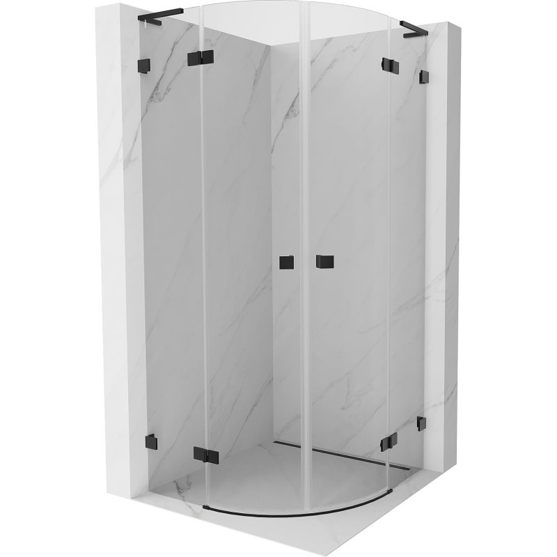 Mexen Lunar L cabină de duș semi-rotundă pivotantă 70 x 70 cm, transparent, neagră - 833L-070L-070P-70-00