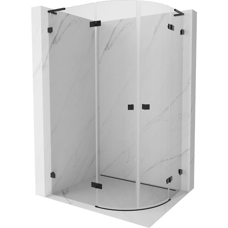 Mexen Lunar L cabină de duș semicirculară batantă stânga 100 x 70 cm, transparent, negru - 833L-100L-070P-70-00