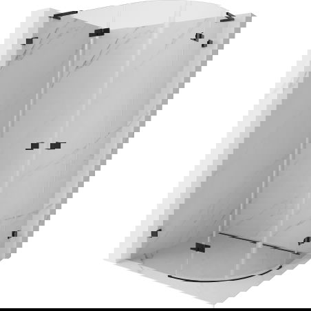 Mexen Lunar L cabină de duș semicirculară batantă stânga 100 x 70 cm, transparent, negru - 833L-100L-070P-70-00