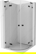 Mexen Lunar L cabină de duș semicirculară pivotantă 100 x 100 cm, transparentă, neagră - 833L-100L-100P-70-00