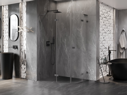 Mexen Lunar L cabină de duș semicirculară abatibilă stânga 90 x 80 cm, transparent, gun metal - 833L-090L-080P-95-00