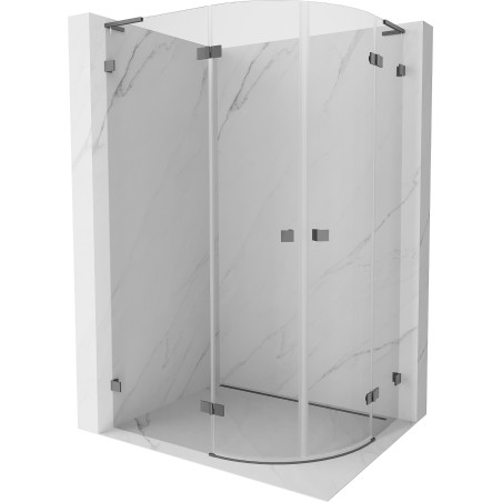 Mexen Lunar L cabina de duș semirotundă cu uși batante stânga 100 x 90 cm, transparentă, gun metal - 833L-100L-090P-95-00