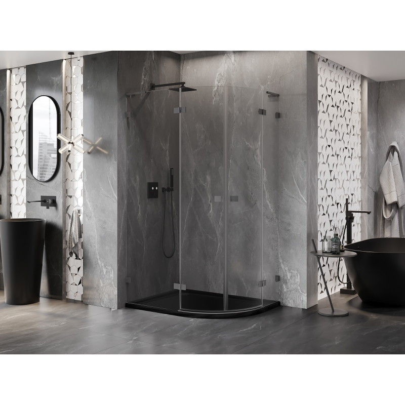Mexen Lunar L szögletes balra nyíló zuhanykabin 100 x 90 cm, átlátszó, gun metal - 833L-100L-090P-95-00