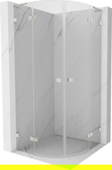 Mexen Lunar L cabină de duș semicirculară cu ușă batantă 70 x 70 cm, transparentă, nichel periat - 833L-070L-070P-97-00
