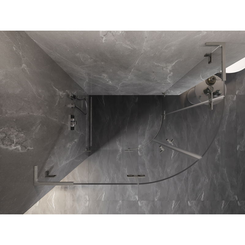 Mexen Lunar L cabină de duș semicirculară cu deschidere stânga 100 x 80 cm, transparent, nichel periat - 833L-100L-080P-97-00