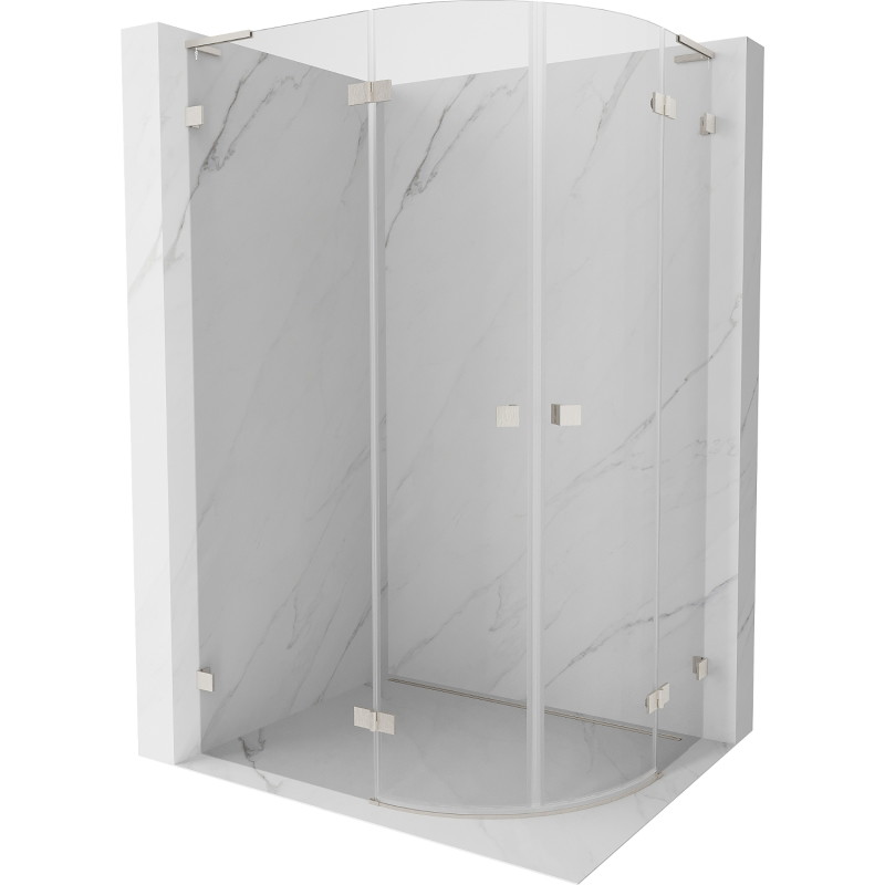 Mexen Lunar L Cabină de duș semicirculară batantă stânga 100 x 90 cm, transparent, nichel periat - 833L-100L-090P-97-00
