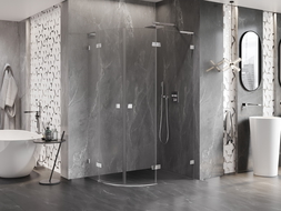 Mexen Lunar L félköríves jobbos zuhanykabin 80 x 70 cm, átlátszó, króm - 833L-080P-070L-01-00