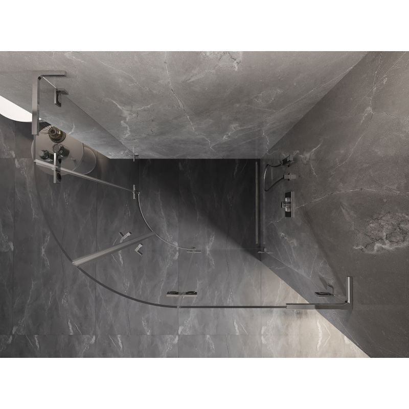 Mexen Lunar L cabină de duș semicirculară dreaptă 100 x 70 cm, transparent, crom - 833L-100P-070L-01-00