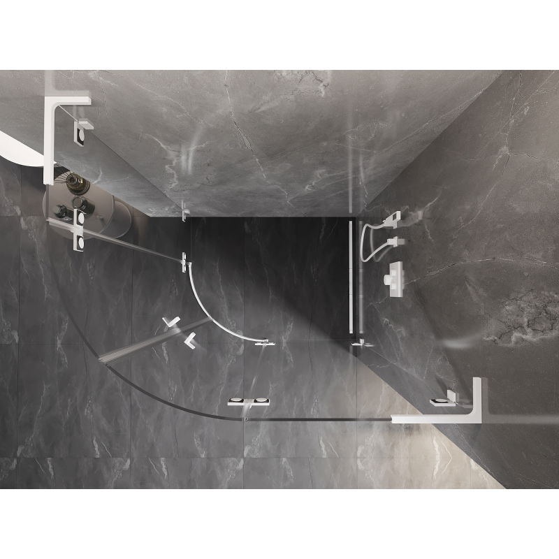 Mexen Lunar L cabină de duș semicirculară cu deschidere dreapta 80 x 70 cm, transparent, albă - 833L-080P-070L-20-00