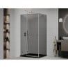 Mexen Roma cabină de duș cu ușă batantă 120 x 90 cm, grafit, crom + cadă de duș Flat, negru - 854-120-090-01-40-4070