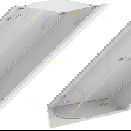 Mexen Lunar L cabină de duș semirotundă balanțabilă dreapta 90 x 70 cm, transparent, auriu periat - 833L-090P-070L-55-00