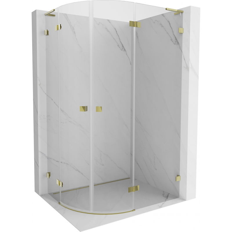 Mexen Lunar L cabină de duș semicirculară cu balama dreapta 90 x 80 cm, transparentă, aurie periată - 833L-090P-080L-55-00