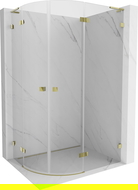 Mexen Lunar L cabină de duș semicirculară cu balama dreapta 90 x 80 cm, transparentă, aurie periată - 833L-090P-080L-55-00