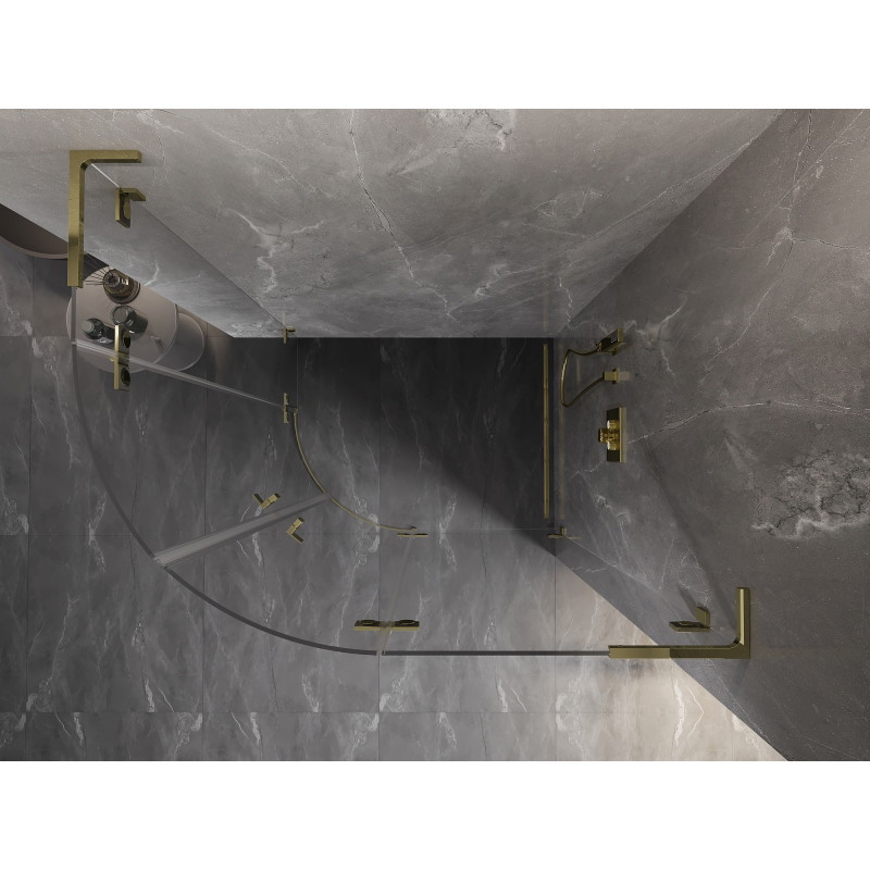 Mexen Lunar L cabina de duș semicirculară batantă dreapta 100 x 90 cm, transparentă, auriu șlefuit - 833L-100P-090L-55-00