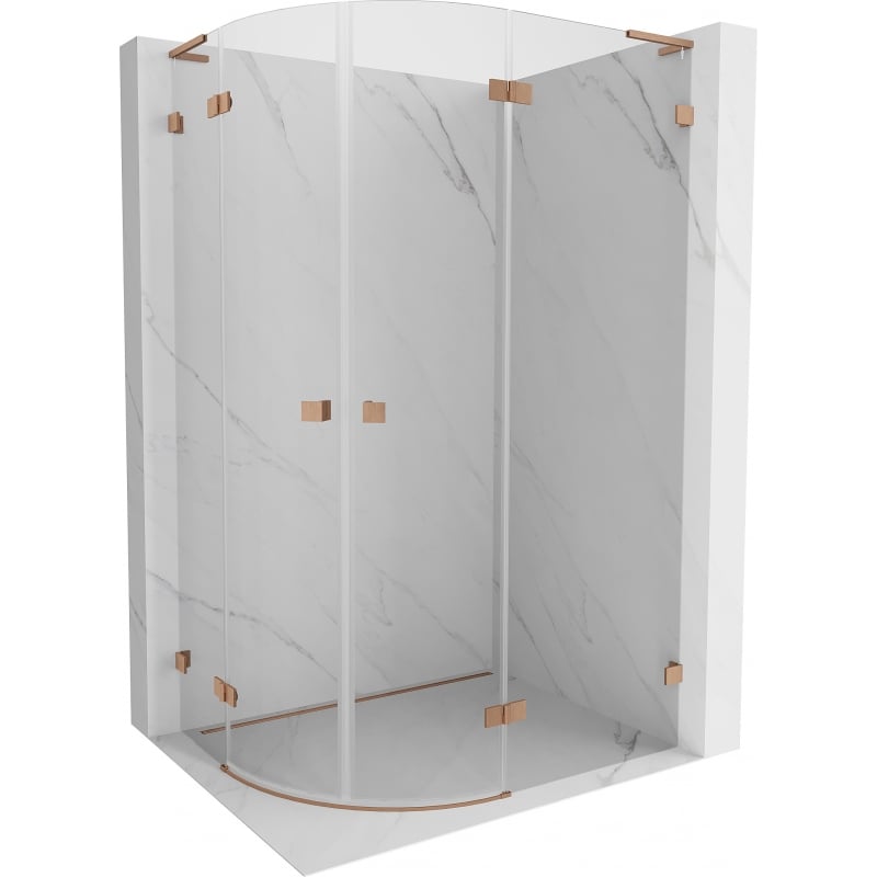 Mexen Lunar L cabină de duș semicirculară cu deschidere dreapta 80 x 70 cm, transparentă, cupru periat - 833L-080P-070L-65-00