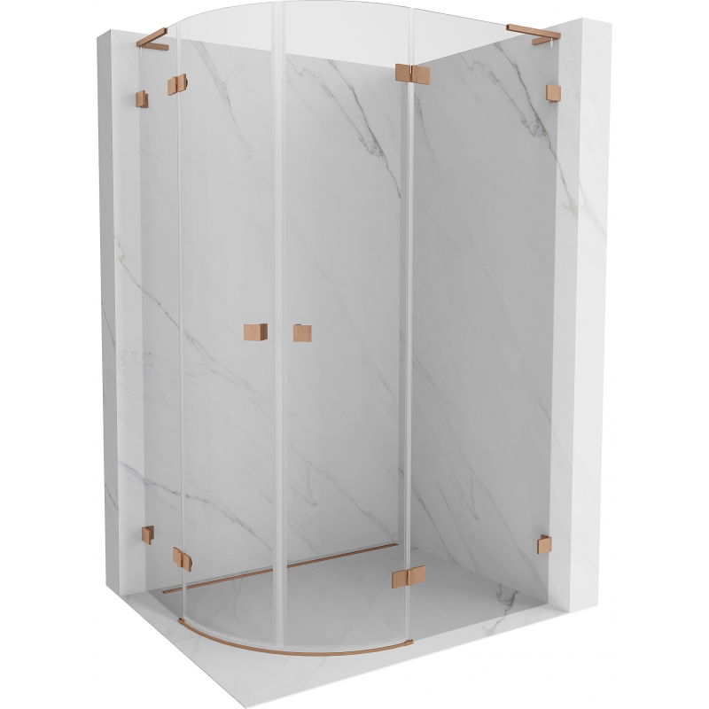 Mexen Lunar L cabină de duș semicirculară pivotantă dreapta 90 x 70 cm, transparent, cupru periat - 833L-090P-070L-65-00