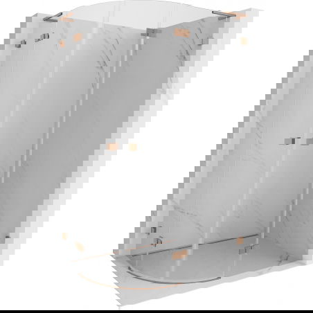 Mexen Lunar L cabină de duș semicirculară pivotantă dreapta 100 x 80 cm, transparent, cupru periat - 833L-100P-080L-65-00