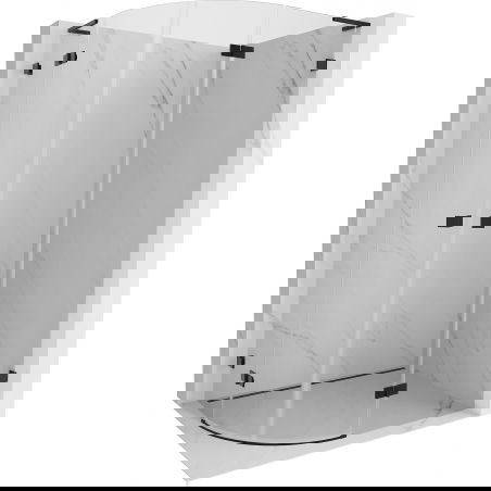 Mexen Lunar L cabină de duș semirotundă cu ușă batantă dreapta 100 x 70 cm, transparent, negru - 833L-100P-070L-70-00