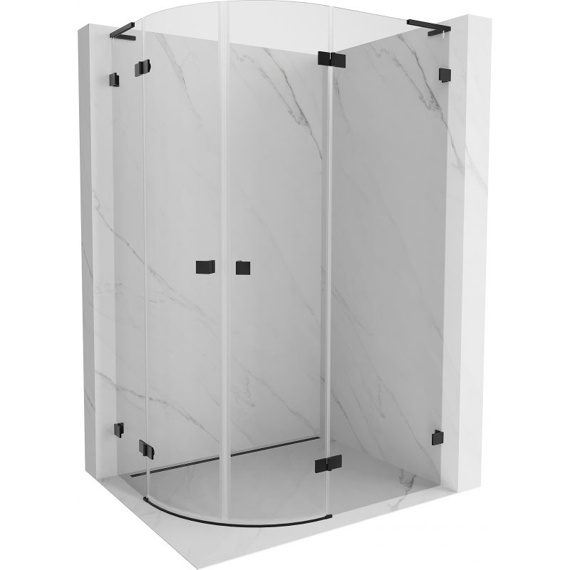 Mexen Lunar L cabină de duș semirotundă rabatabilă dreaptă 100 x 80 cm, transparentă, neagră - 833L-100P-080L-70-00