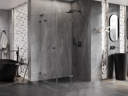 Mexen Lunar L cabină de duș semicirculară batantă dreaptă 100 x 80 cm, transparent, gun metal - 833L-100P-080L-95-00