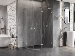 Mexen Lunar L cabină de duș semicirculară rabatabilă dreapta 80 x 70 cm, transparentă, nichel periat - 833L-080P-070L-97-00