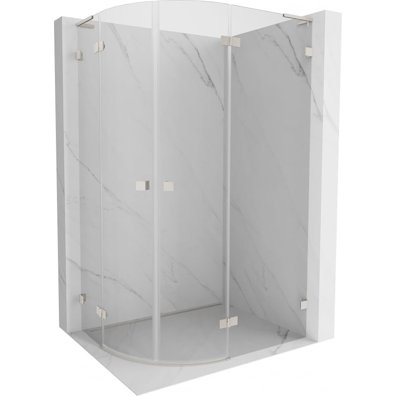 Mexen Lunar L cabină de duș semirotundă cu deschidere dreaptă 90 x 70 cm, transparent, nichel periat - 833L-090P-070L-97-00