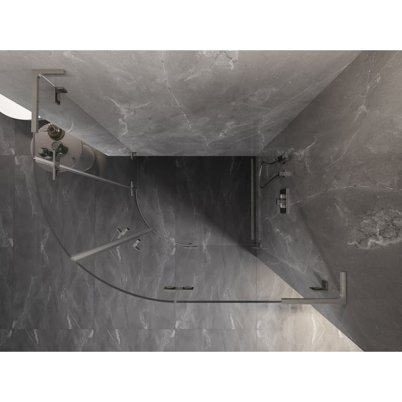 Mexen Lunar L cabina de duș semirotundă cu ușă batantă dreapta 100 x 70 cm, transparent, nichel periat