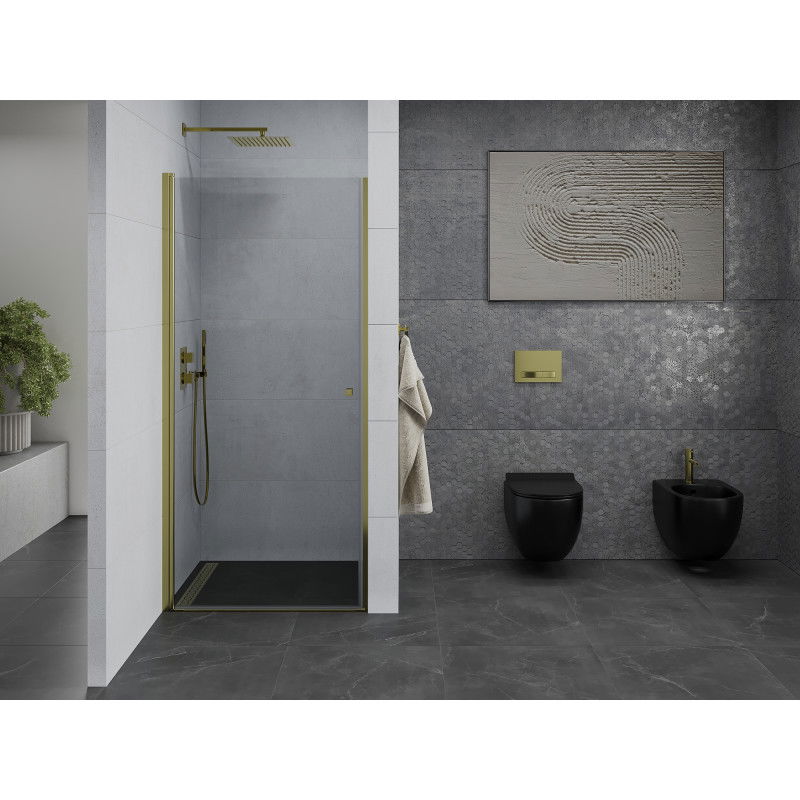 Mexen Pretoria ușă de duș batantă 80 cm, transparentă, aurie - 852-080-000-50-00
