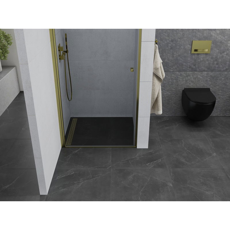 Mexen Pretoria ușă de duș batantă 80 cm, transparentă, aurie - 852-080-000-50-00