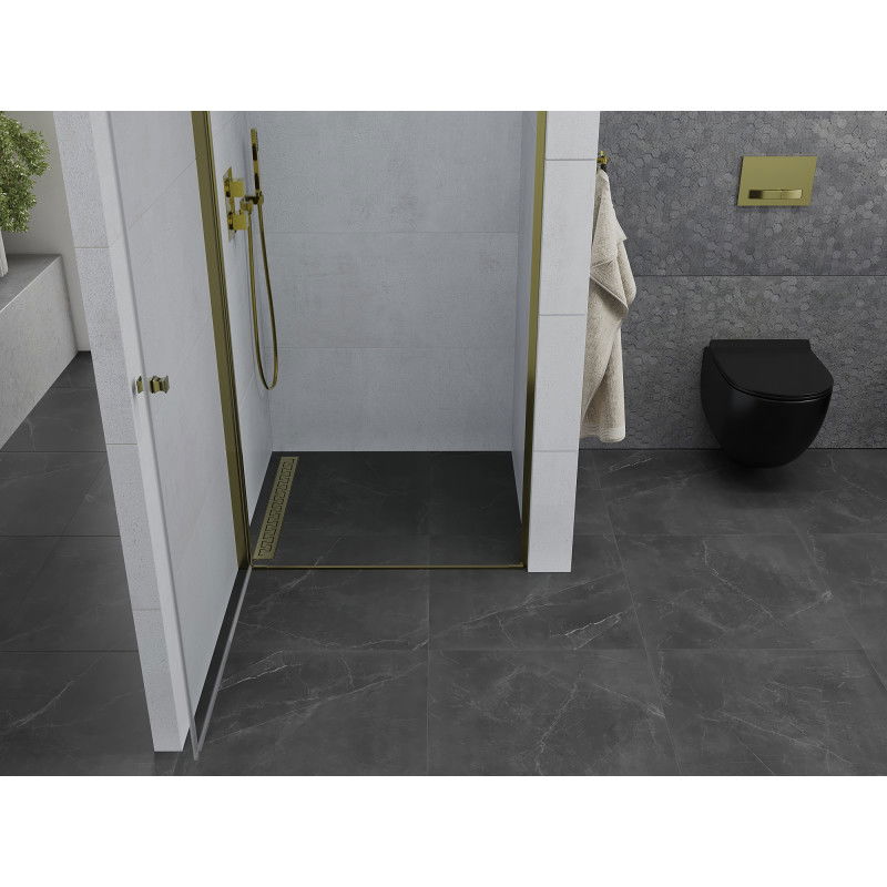 Mexen Pretoria ușă de duș batantă 90 cm, transparentă, aurie - 852-090-000-50-00