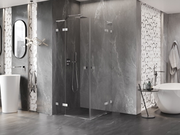 Mexen Lunar L Duo cabină de duș pivotantă 120 x 120 cm, transparentă, crom - 834L-120L-120P-01-00