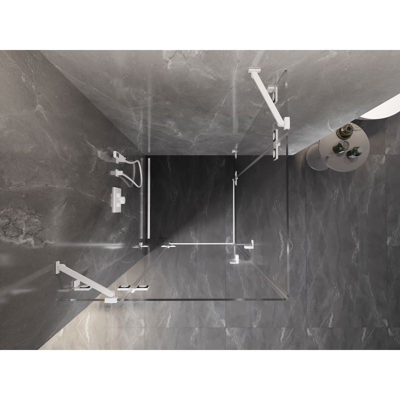 Mexen Lunar Duo cabină de duș cu ușă batantă 105 x 105 cm, transparent, albă - 834-105L-105P-20-00