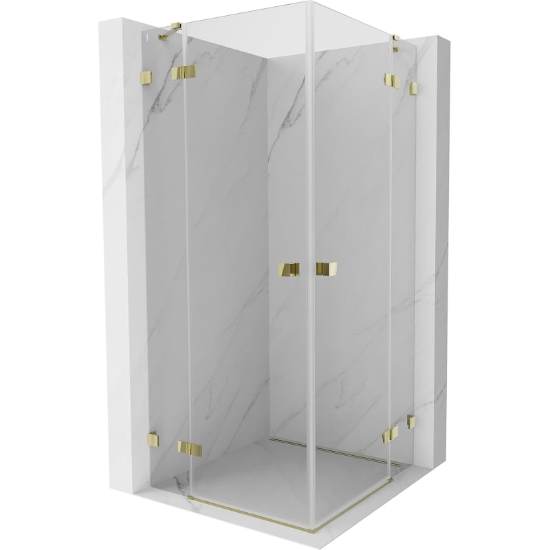 Mexen Lunar Duo cabină de duș cu deschidere de 85 x 85 cm, transparent, auriu - 834-085L-085P-50-00