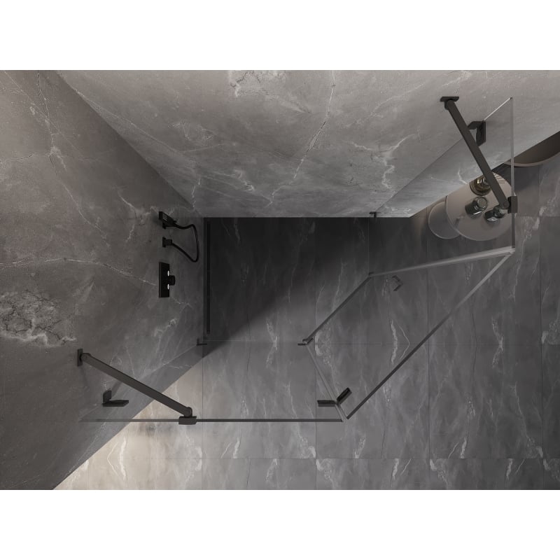 Mexen Lunar cabina de duș pentagonală pivotantă stânga 90 x 80 cm, transparentă, metal armă - 831-090L-080P-95-00-L