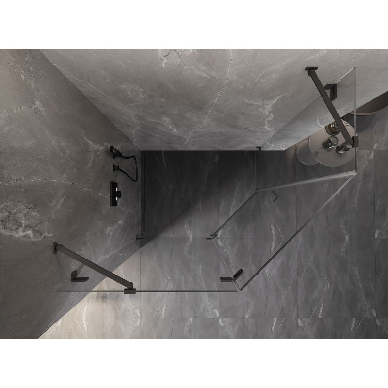 Mexen Lunar cabină de duș pentagonală pivotantă stânga 100 x 80 cm, transparentă, gun metal - 831-100L-080P-95-00-L