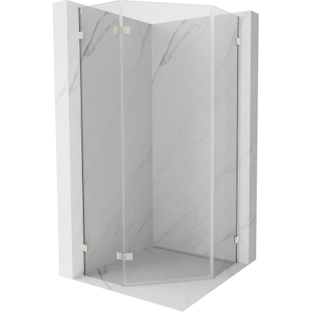 Cabină de duș pentagonală Mexen Lunar pivotantă stânga 90 x 90 cm, transparentă, nichel periat - 831-090L-090P-97-00-L