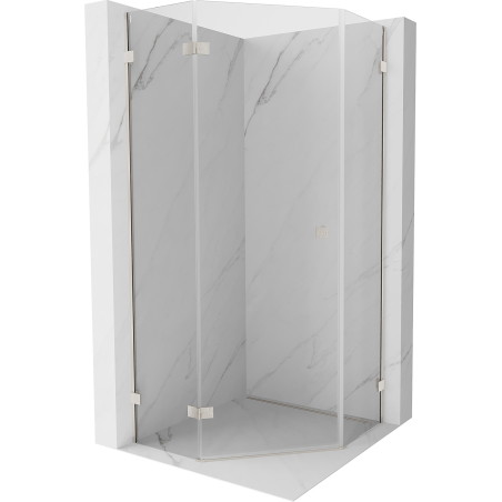 Mexen Lunar cabină de duș pentagonală, batantă, stânga 90 x 90 cm, transparent, nichel periat - 831-090L-090P-97-00-L
