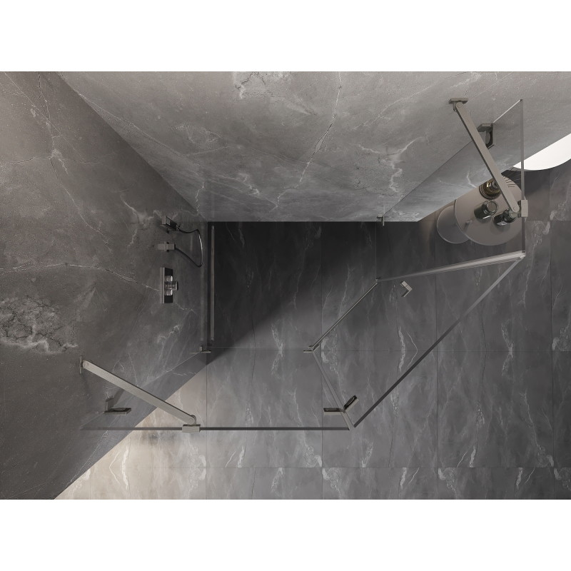 Mexen Lunar cabina de duș pentagonală batantă stânga 100 x 80 cm, transparent, nichel periat - 831-100L-080P-97-00-L